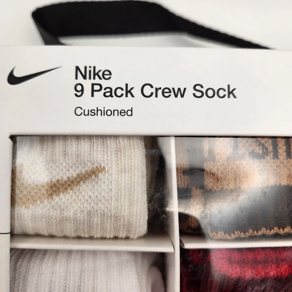 NEW 9 PAIR PACK NIKE YOUTH CREW SOCKS CUSHIONED GIFT PACK SIZE 10C-3Y
